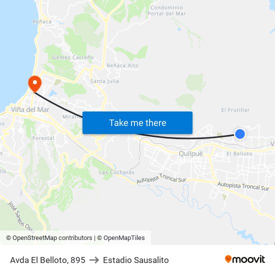 Avda El Belloto, 895 to Estadio Sausalito map