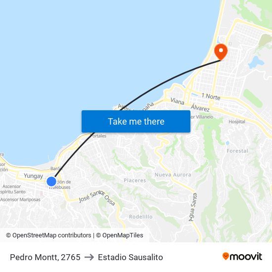 Pedro Montt, 2765 to Estadio Sausalito map