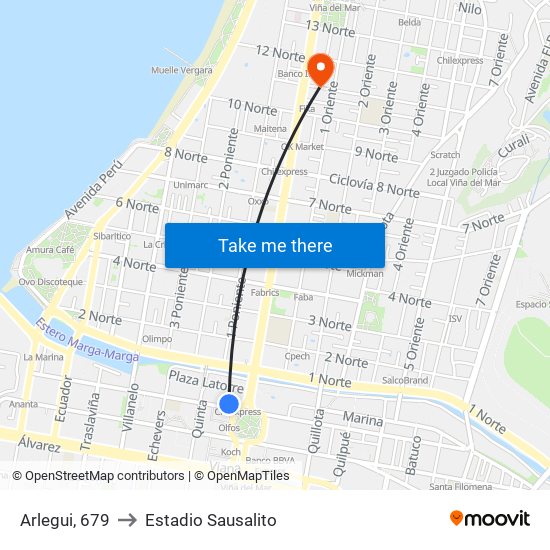 Arlegui, 679 to Estadio Sausalito map