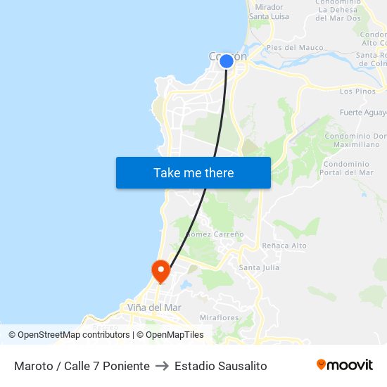 Maroto / Calle 7 Poniente to Estadio Sausalito map