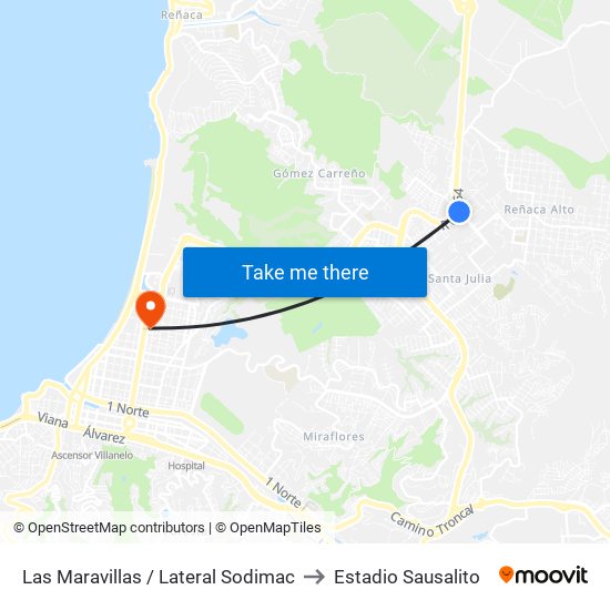 Las Maravillas / Lateral Sodimac to Estadio Sausalito map