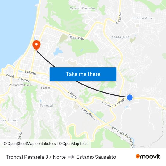 Troncal Pasarela 3 / Norte to Estadio Sausalito map