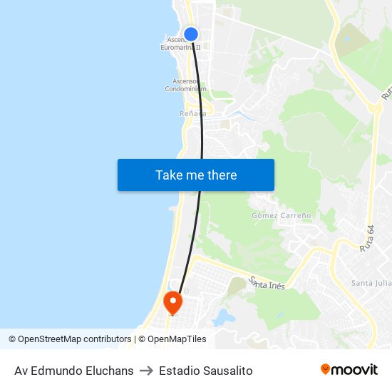 Av Edmundo Eluchans to Estadio Sausalito map