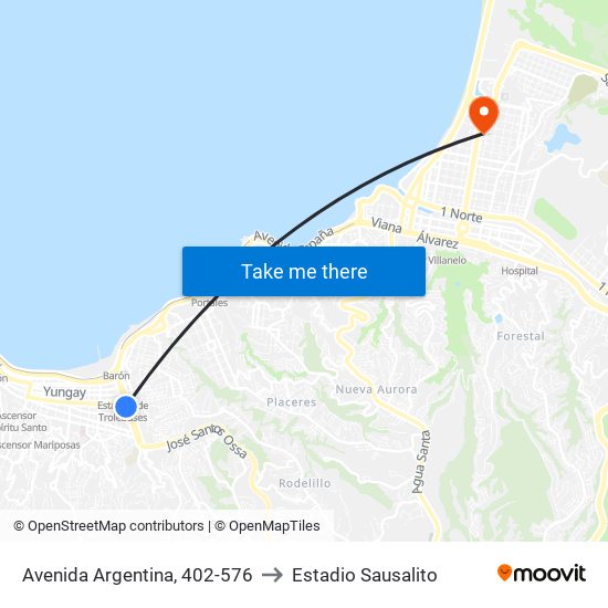 Avenida Argentina, 402-576 to Estadio Sausalito map