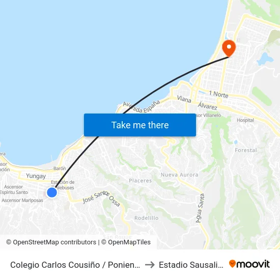 Colegio Carlos Cousiño / Poniente to Estadio Sausalito map