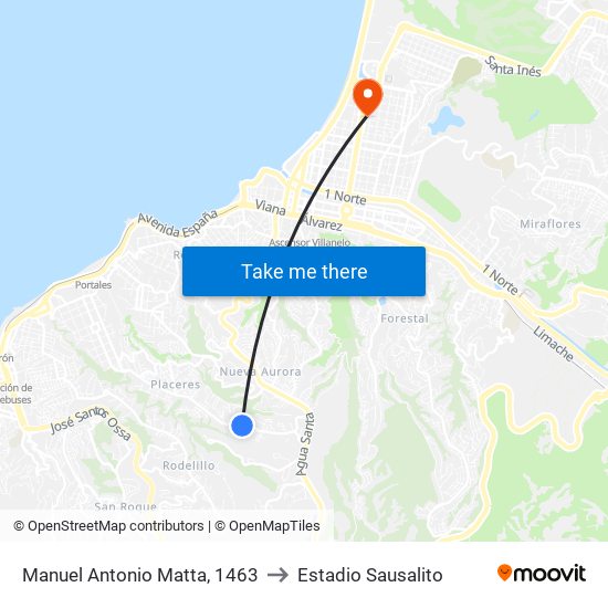 Manuel Antonio Matta, 1463 to Estadio Sausalito map