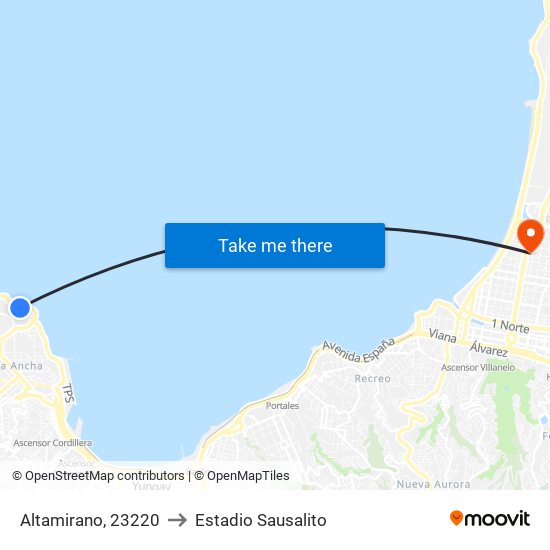 Altamirano, 23220 to Estadio Sausalito map