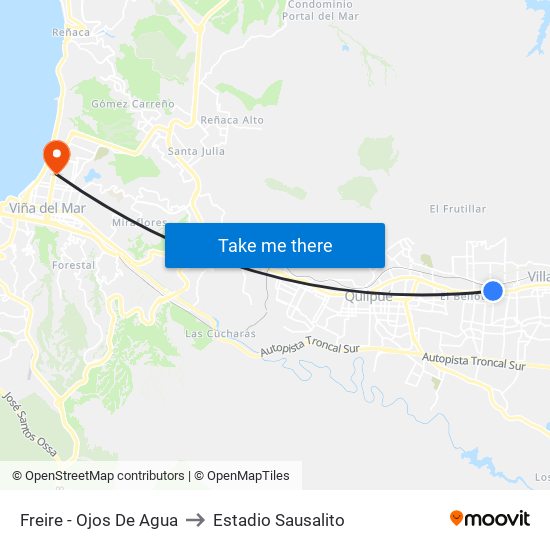 Freire - Ojos De Agua to Estadio Sausalito map