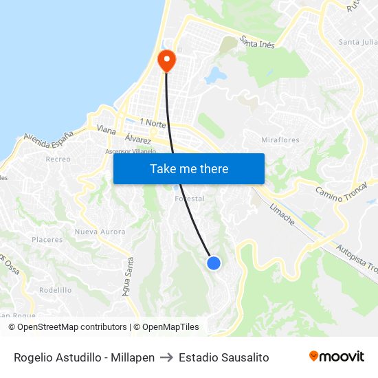 Rogelio Astudillo - Millapen to Estadio Sausalito map