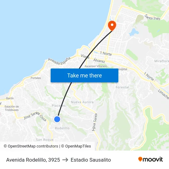 Avenida Rodelillo, 3925 to Estadio Sausalito map