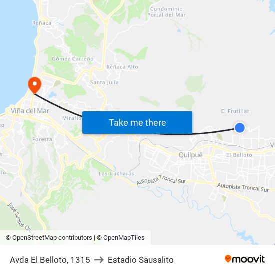 Avda El Belloto, 1315 to Estadio Sausalito map