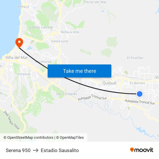 Serena 950 to Estadio Sausalito map