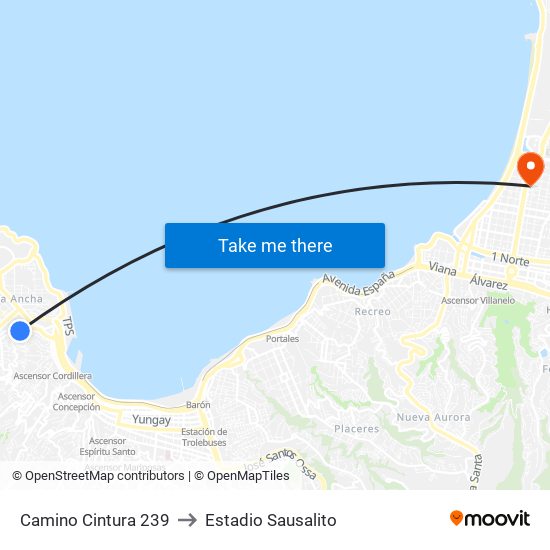 Camino Cintura 239 to Estadio Sausalito map