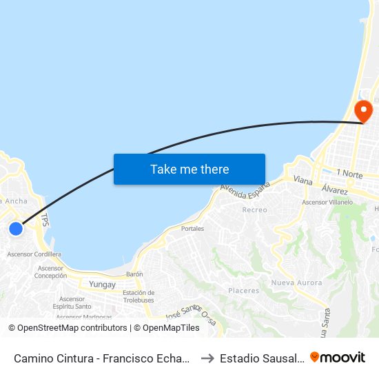 Camino Cintura - Francisco Echaurren to Estadio Sausalito map