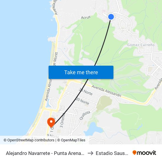 Alejandro Navarrete - Punta Arenas / Sur to Estadio Sausalito map