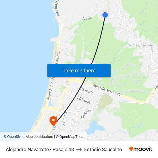 Alejandro Navarrete - Pasaje 48 to Estadio Sausalito map