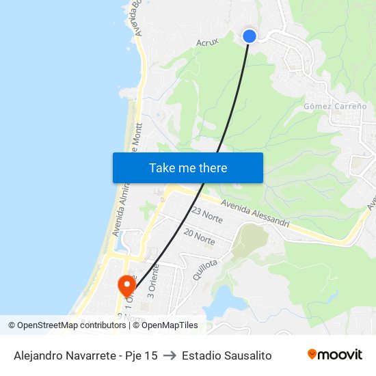 Alejandro Navarrete - Pje 15 to Estadio Sausalito map