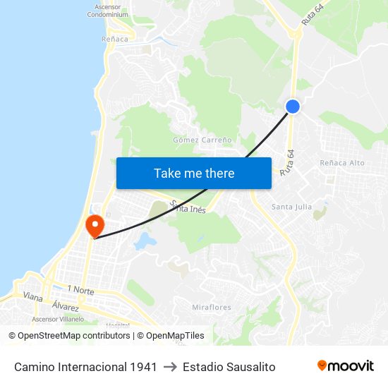 Camino Internacional 1941 to Estadio Sausalito map