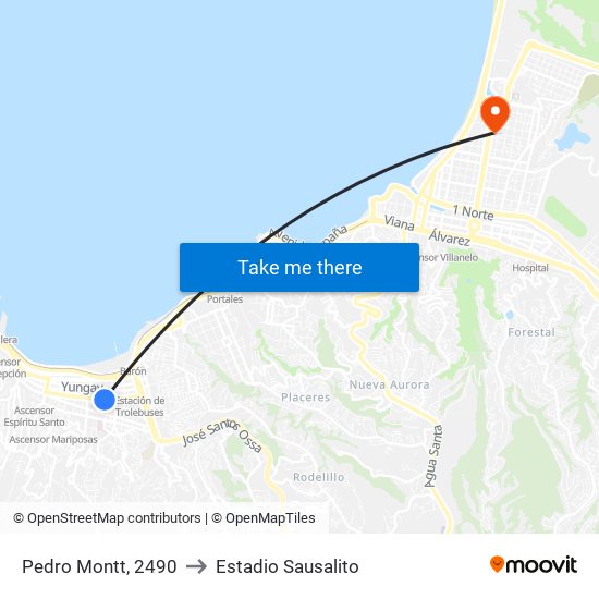 Pedro Montt, 2490 to Estadio Sausalito map