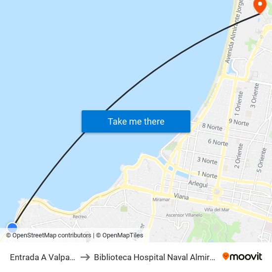 Entrada A Valparaiso to Biblioteca Hospital Naval Almirante Nef map