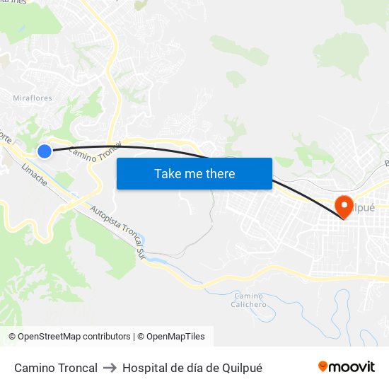 Camino Troncal to Hospital de día de Quilpué map