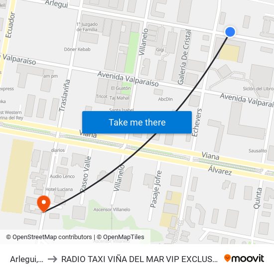 Arlegui, 511 to RADIO TAXI VIÑA DEL MAR VIP EXCLUSIVE EJECUTIVO map