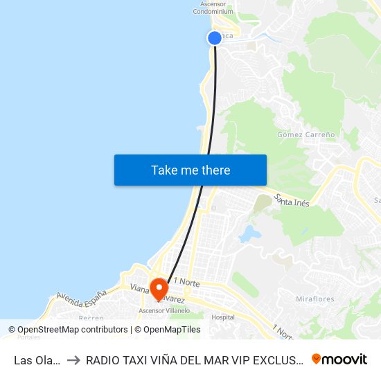 Las Olas, 16 to RADIO TAXI VIÑA DEL MAR VIP EXCLUSIVE EJECUTIVO map