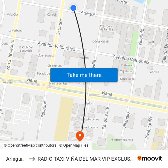 Arlegui, 237 to RADIO TAXI VIÑA DEL MAR VIP EXCLUSIVE EJECUTIVO map
