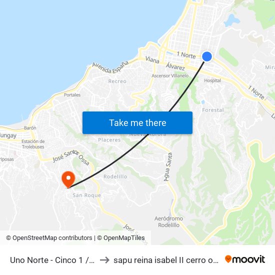 Uno Norte - Cinco 1 / 2 Ote to sapu reina isabel II cerro ohiggins map