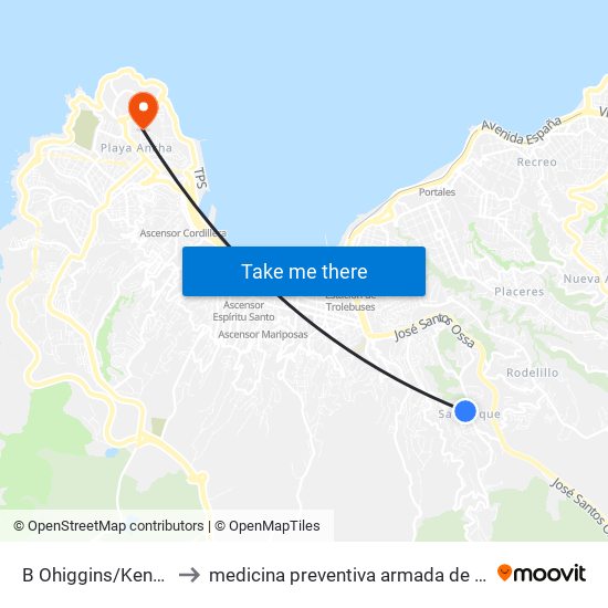 B Ohiggins/Kenrick to medicina preventiva armada de chile map