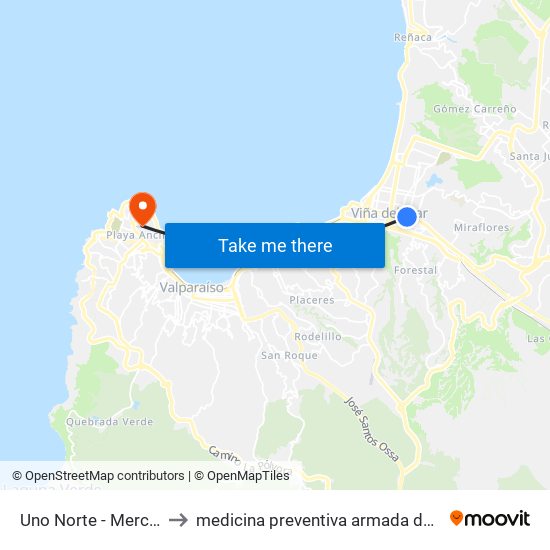 Uno Norte - Mercado to medicina preventiva armada de chile map