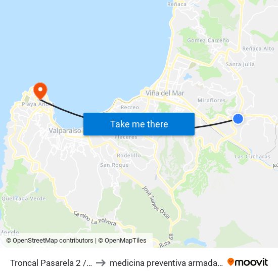 Troncal Pasarela 2 / Norte to medicina preventiva armada de chile map