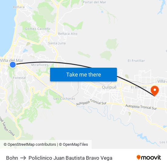 Bohn to Policlinico Juan Bautista Bravo Vega map