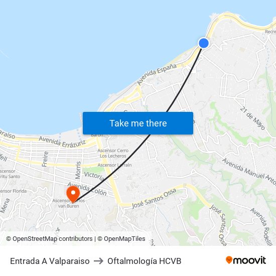 Entrada A Valparaiso to Oftalmología HCVB map