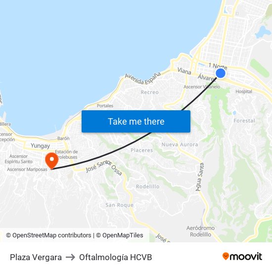 Plaza Vergara to Oftalmología HCVB map