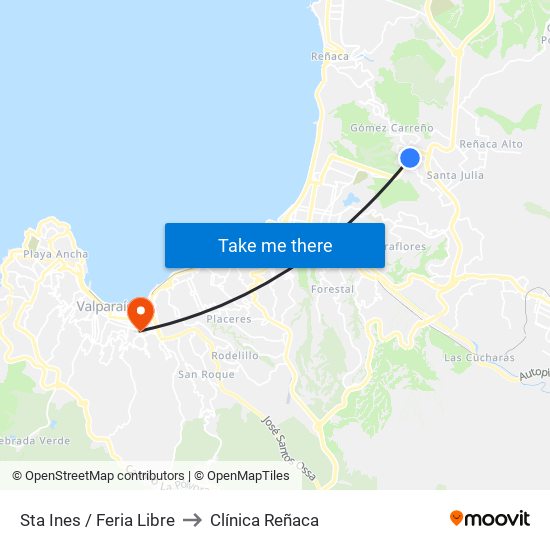 Sta Ines / Feria Libre to Clínica Reñaca map