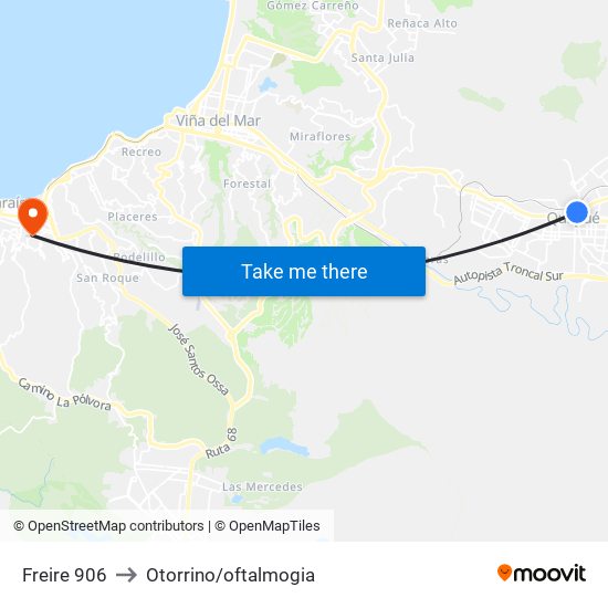 Freire 906 to Otorrino/oftalmogia map