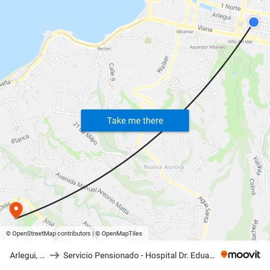 Arlegui, 861 to Servicio Pensionado - Hospital Dr. Eduardo Pereira map
