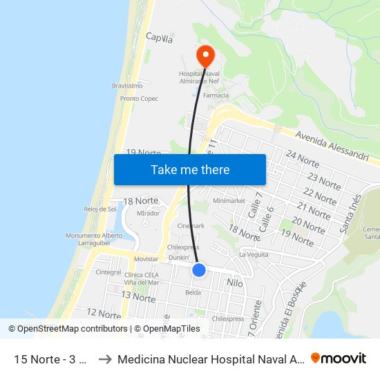 15 Norte - 3 Oriente to Medicina Nuclear Hospital Naval Almirante Nef map