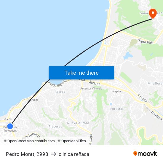 Pedro Montt, 2998 to clinica reñaca map