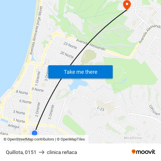Quillota, 0151 to clinica reñaca map