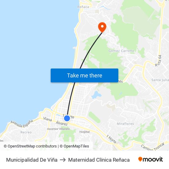 Municipalidad De Viña to Maternidad Clínica Reñaca map
