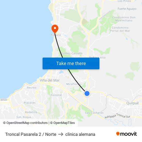 Troncal Pasarela 2 / Norte to clinica alemana map