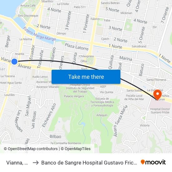 Vianna, 45 to Banco de Sangre Hospital Gustavo Fricke map