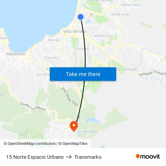 15 Norte Espacio Urbano to Transmarko map