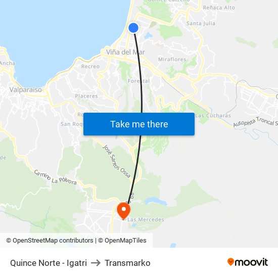 Quince Norte - Igatri to Transmarko map