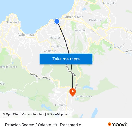 Estacion Recreo / Oriente to Transmarko map