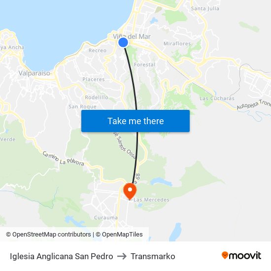 Iglesia Anglicana San Pedro to Transmarko map