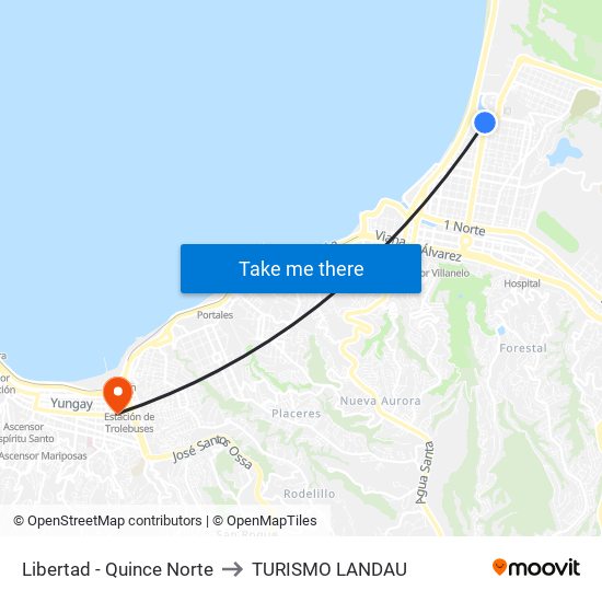 Libertad - Quince Norte to TURISMO LANDAU map