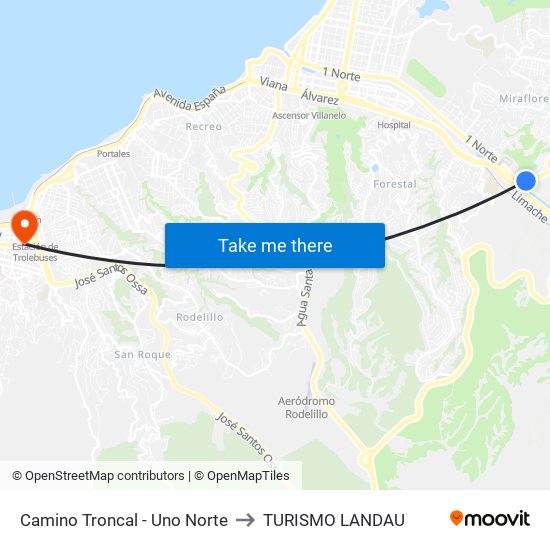 Camino Troncal - Uno Norte to TURISMO LANDAU map